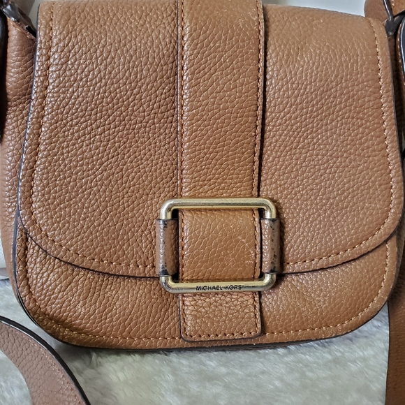 Michael Kors Maxine Brown Leather Saddle Bag - Picture 3 of 10